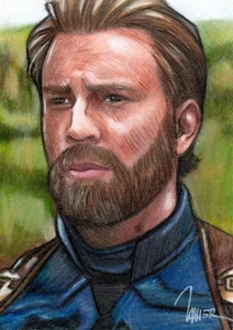 Avengers CAPTAIN AMERICA Steve Rogers Chris Evans Sketch Card ORIGINAL 1/1 ART - Picture 1 of 2