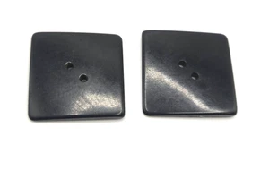 Vintage Bakelite 1.5" Square Buttons Set of 2 Black - Picture 1 of 3