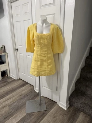 Banana Republic Women's Linen Blend Yellow Mini Dress Size 4 New with Tags - Image 1 of 4