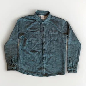 Hanna Andersson Herringbone Button Up Shirt Soft Knit Green Boys Sz 150 - Picture 1 of 3