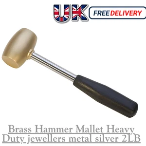 2lb Brass Mallet Hammer for Jewelry Stamping, Texturing & Metal Forming Tools - Picture 1 of 5
