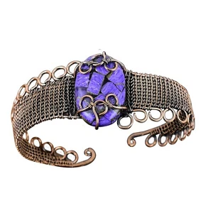 Mothers day Sale Natural Copper Russian Charoite Copper Twisted Cuff Bracelet - Picture 1 of 7