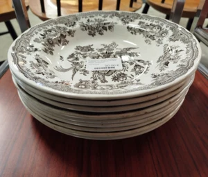RIDGWAY Lot 9 ASSIETTES CREUSES Fin XIXe Anglaises Asiatic Pheasant 9VAIS 15/04 - Imagen 1 de 7