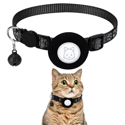 Cat Collar with Bell Reflective Breakaway with Airtag Holder Adjustable Tracker - Image 1 of 4
