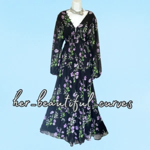 ASOS FLORAL PRINT VINTAGE STYLE MAXI WEDDING OCCASION PARTY DRESS SIZE 18 - Picture 1 of 7