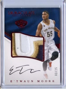 E'Twaun Moore 2016-17 Panini Immaculate Red RPA Jumbo Relic Auto 3/25 Pelicans - Picture 1 of 2