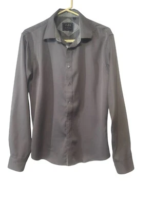 Camisa de vestir Flex Med para hombre colección de lujo gris con ribete en contraste comodidad Foto 1 de 4