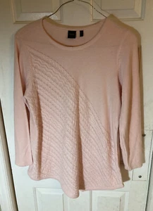 Size 1X Rafaella Sweater Solid Pink 100% Acrylic Tunic Long Sleeve Cable Knit - Bild 1 von 6