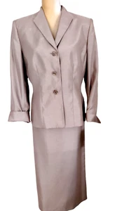 COLLECTIONS FOR LE SUIT Women 2PC Champagne Polyester  Lined Skirt Suit Size 14 - Picture 1 of 14