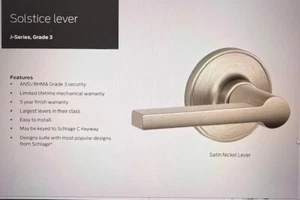 Schlage Satin Nickel Solstice Passage Door Lever Set - Lot of 4 - J10SOL619 - Picture 1 of 1