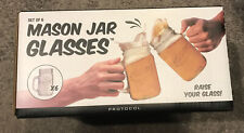 Protocol Mason Jar Glasses with Handles  Set of 6 - 16 Oz