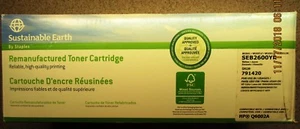 Staples Remanufactured Toner Cartridge SEB2600YR YELLOW SKU#791420  NEW - Picture 1 of 6