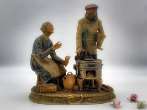 Vintage Capodimonte Couple by Fire Place Pucci Large Porcelain Figurine Italy - Picture 1 of 11