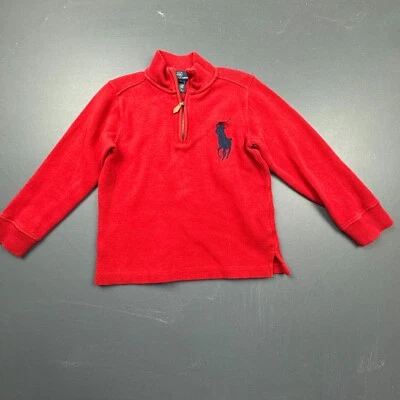 Polo Ralph Lauren Sweater Boys Size 6 Red 1/4 Zip Pullover Big Pony Logo Knit - Image 1 of 4
