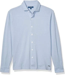 Cole Haan Men's Long Sleeve Knit Pique Button down Shirt, Zen Blue. Size M. - Picture 1 of 6