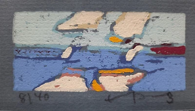 Klaus Fussmann spitzen Farblinolschnitt Segelschiff Ostsee Meer kleine Auflage - Bild 1 von 2