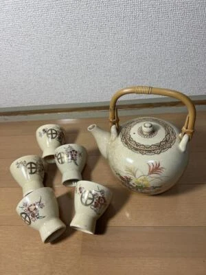 ANTIQUE JAPANESE SATSUMA TEAPOT TEA CUP SET CHAKI CHAGAMA VINTAGE - Image 1 of 4