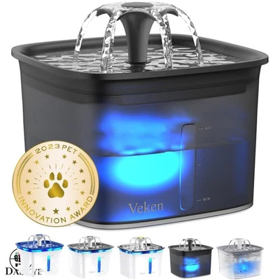 Fuente automática silenciosa para mascotas con filtración de 5 etapas - capacidad 95 oz en negro Foto 1 de 4