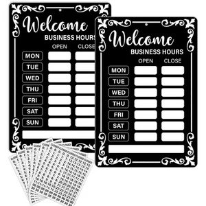 2Pcs Business Hours Sign Changeable Store Time Mark with Stickers for Coffee ... - Picture 1 of 8