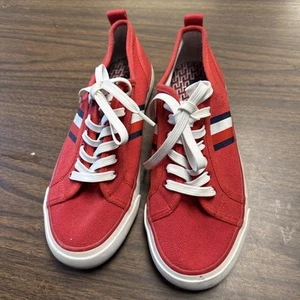 Tommy Hilfiger Women’s Red Canvas Sneakers - Size 8 M Casual Lace-Up Shoes - Picture 1 of 13