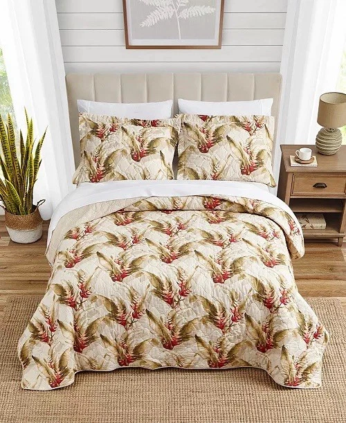 Tommy Bahama Edredón (Reina) Shams (Rey) Juego Reversible Botánico Tropical Algodón Foto 1 de 4