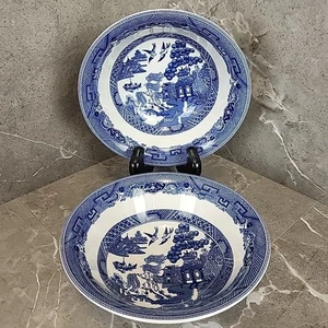 2 Johnson Brothers Willow Blue Design Cereal Bowl 6" EUC - Picture 1 of 9