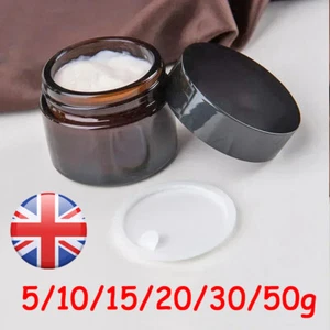 Glass Amber Cosmetic Cream Bottle Lip Balm Container Jar Pots Makeup Vials Boxes - Picture 1 of 8