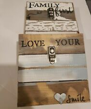 Sweet Bird Clip Picture Frame 2 Set Wooden 8 x 8 Metal Bits Rustic Farmhouse new