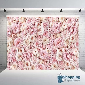 UK Floral Wall Backdrop 7X5 FT PINK Rose Flower Curtain Vinyl Party Backdrops - Picture 1 of 8