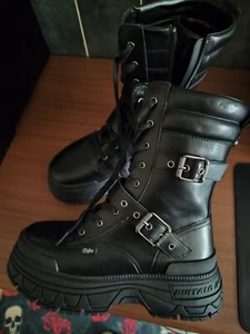 Buffalo Fusion Lace Up Biker Black - Bild 1 von 4