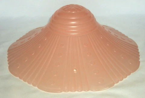 Vtg Art Deco Ceiling Light Octagonal Lamp Shade Glass Frosted Pink ~12" Diameter Cover