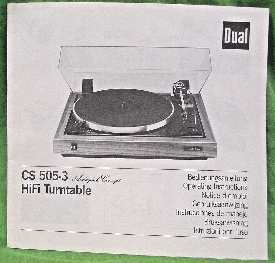 MANUAL DEL PROPIETARIO DUAL CS 505-3 ORIGINAL--NO ES UNA COPIA PARA TOCADISCOS DUAL 505-3 Foto 1 de 1