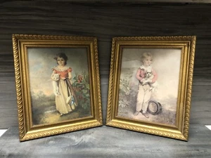 VTG Framed Lithograph Prints Master Simpson & Chums Gold Gilt Wood Frames 12” - Picture 1 of 24