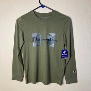 Champion T Shirt Boy's Size M Cargo Olive Long Sleeve - Picture 1 of 6
