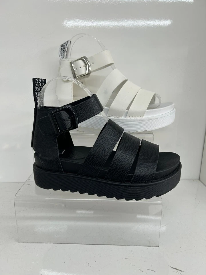 FS LADIES GLADIATOR SANDALS WOMENS PLATFORM CHUNKY SOLE FLATFORM STRAPPY SHOES SIZE