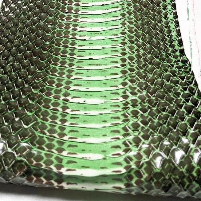 Genuine Cobra  Snake Skin Leather Hide Snakeskin Craft Supply Glossy Green - Image 1 of 4