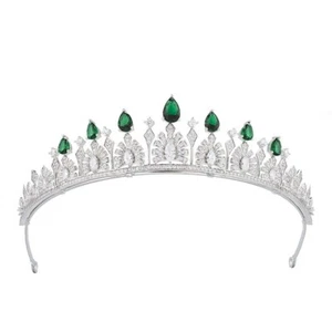 Luxury All CZ Cubic Zirconia Flower Wedding Queen Princess Prom Tiara Crown - Picture 1 of 16