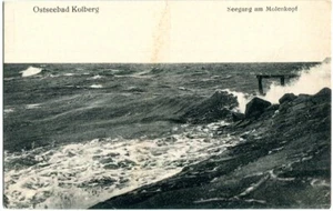 AK Ostseebad KOLBERG /KOLOBRZEG /Pommern Seegang am Molenkopf um 1908 - Picture 1 of 1