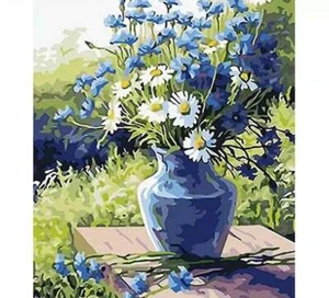 Paint by Numbers Kit - DIY Painting Kit - Gift Idea - Flowers in Vase - 3 Sizes - Picture 1 of 4