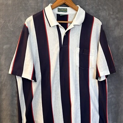 VTG Slammer Munsingwear Men's XL S/Sleeve Red White Blue Striped Polo Shirt USA - Image 1 of 4