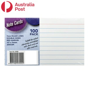Cards Note Flash Index Cards Palm Cards 200gsm Ruled Margin 100pk/70pk/40pk - Picture 1 of 6