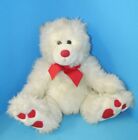Vtg Adorable White Teddy Bear w/Heart Paws Perfect for Valentines Day 12" L@@K