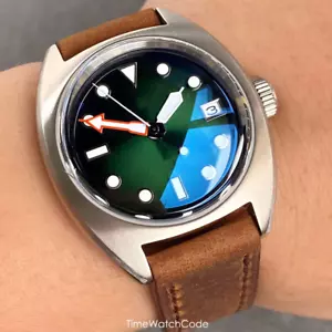 Retro Automatik Uhr für Herren NH35 Movt Swim Sunburst Zifferblatt Datum AR-Beschichtung Saphir - Bild 1 von 18
