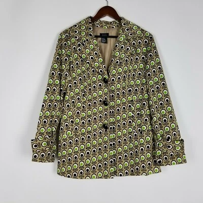 Blazer para mujer RQT talla M tostado y verde con diseño geométrico chaqueta manga larga Foto 1 de 4