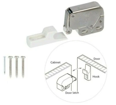Mini Touch Catch Latch Cabinets Caravan Motorhome Cupboard Doors with Screws - Image 1 of 2