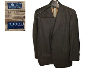 43L Suit RALPH LAUREN BLACK LABEL Jacket WOOL Brown Pinstripe Pants 33/29 Coat