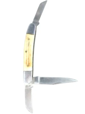 Classic Pocket Knife Whittler Lockback White Picked Bone 3-1/8" w/3- (FVS011901) - Image 1 of 4