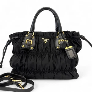 Auténtico Bolso de Hombro PRADA BN1792 Tessuto Nylon 2WAY Cartera de Cuero Negro Japón - Imagen 1 de 19