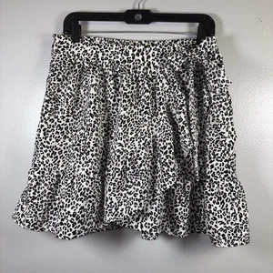 Versona Skort Womens Size M Bow White Black Cheetah Leopard Ruffle Wrap Skirt - Picture 1 of 15