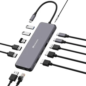 Verbatim USB-C Pro Multiport Hub 13 Port,2 x HDMI, 1 x DisplayPort, 1 x RJ45, 3 - Picture 1 of 1